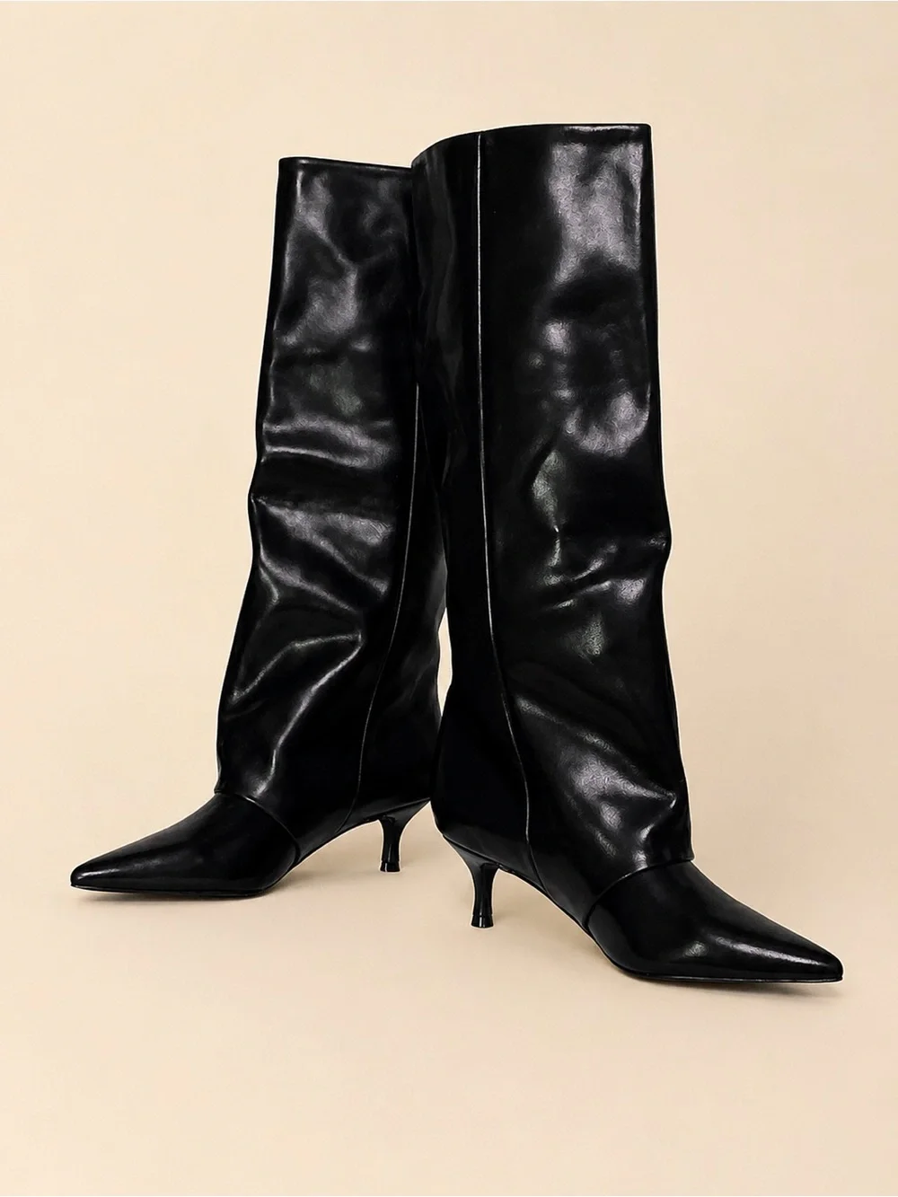 🖤⚡ Sleek Pointed-Toe Kitten-Heel Knee Boots | Size 8 | NWOT ⚡🖤